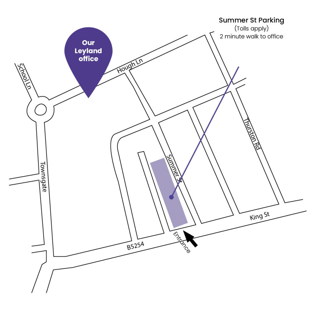 A map of where to park at our solicitors office in Leyland