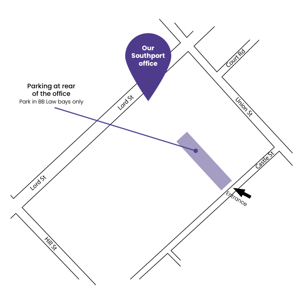 A map of where to park at our solicitors office in Southport